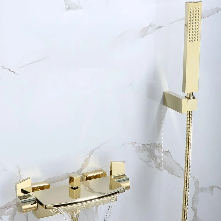 Modern Tub Tap Trim Copper with Diverter and Hose Wall Mounted Bath Filler -Bathlova