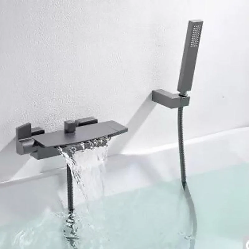 Modern Tub Tap Trim Copper with Diverter and Hose Wall Mounted Bath Filler -Bathlova