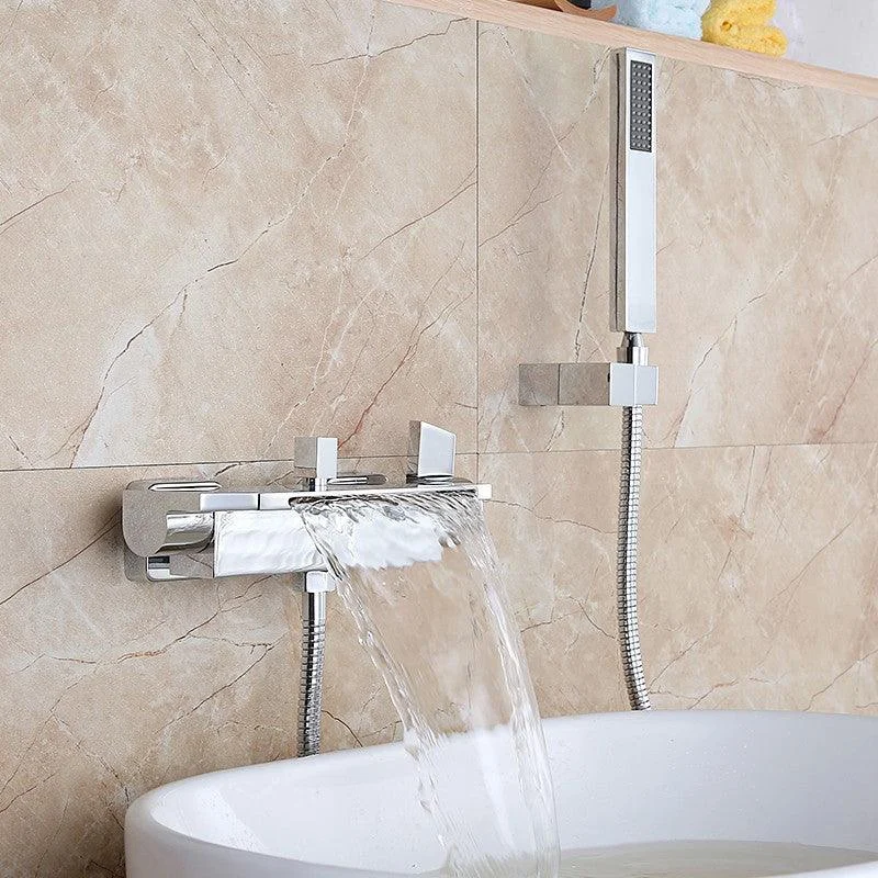 Modern Tub Tap Trim Copper with Handheld Shower Wall Mount Bath Filler -Bathlova