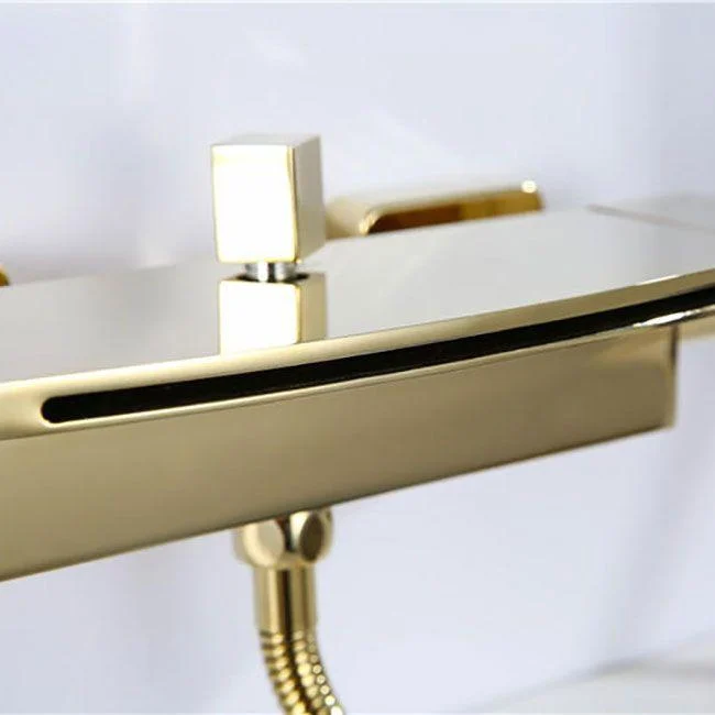 Modern Tub Tap Trim Copper with Handles and Diverter Wall Mount Bath Filler Trim -Bathlova