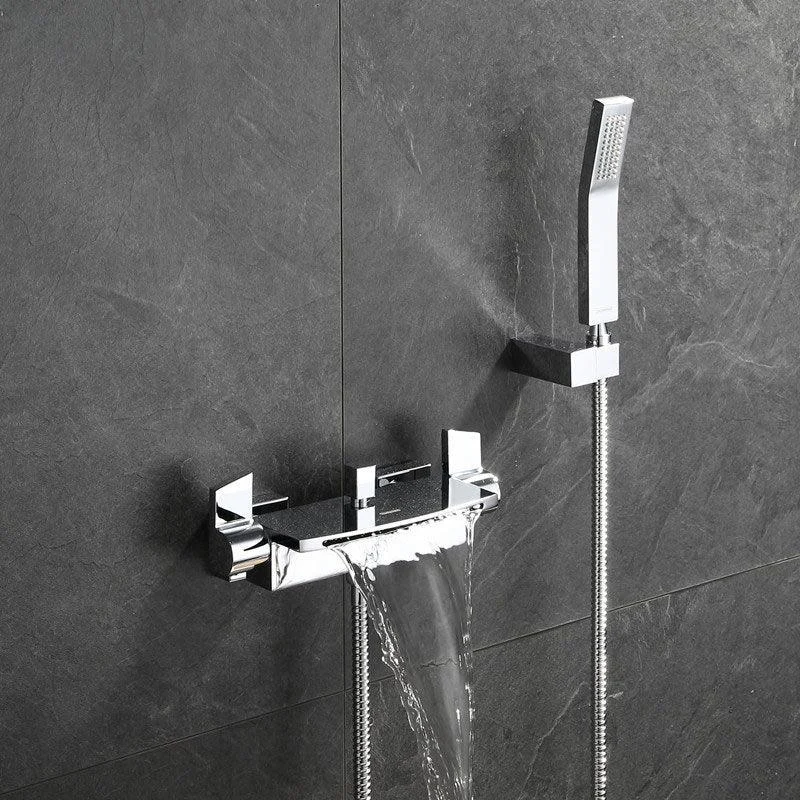 Modern Tub Tap Trim Copper with Handles and Diverter Wall Mount Bath Filler Trim -Bathlova