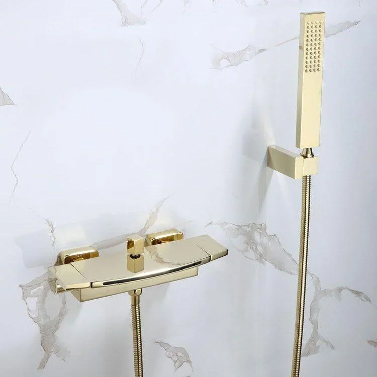 Modern Tub Tap Trim Copper with Handles and Diverter Wall Mount Bath Filler Trim -Bathlova