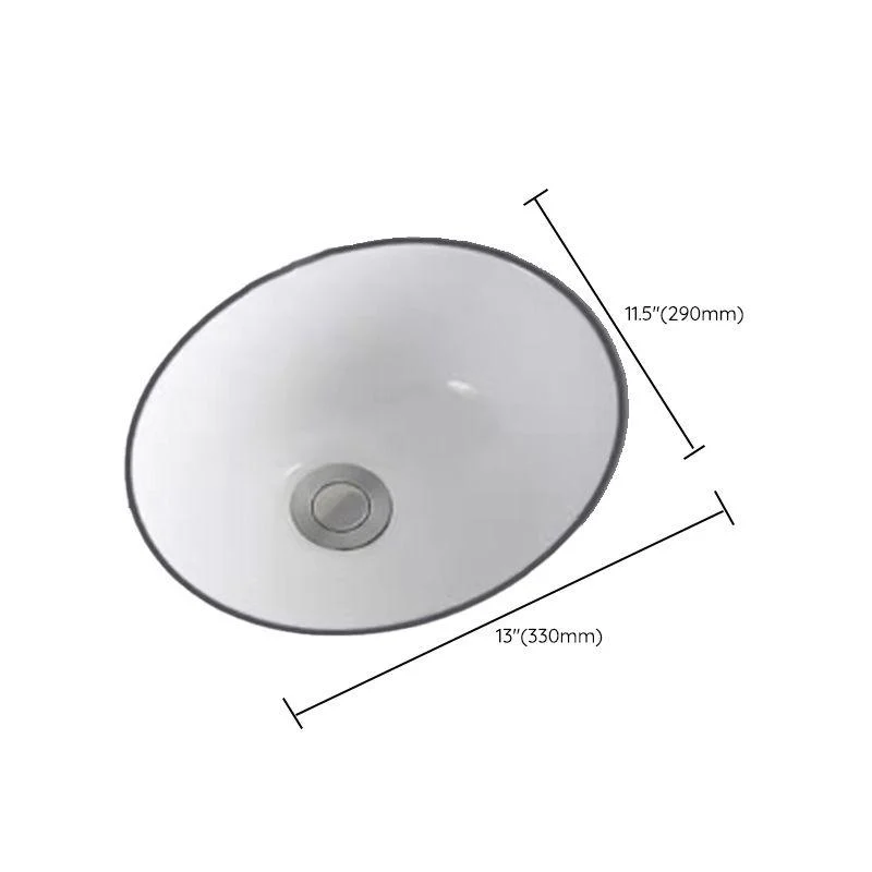 Modern Undermount Bathroom Sink Oval Shape Porcelain with Pop-Up Drain Basin Sink -Bathlova