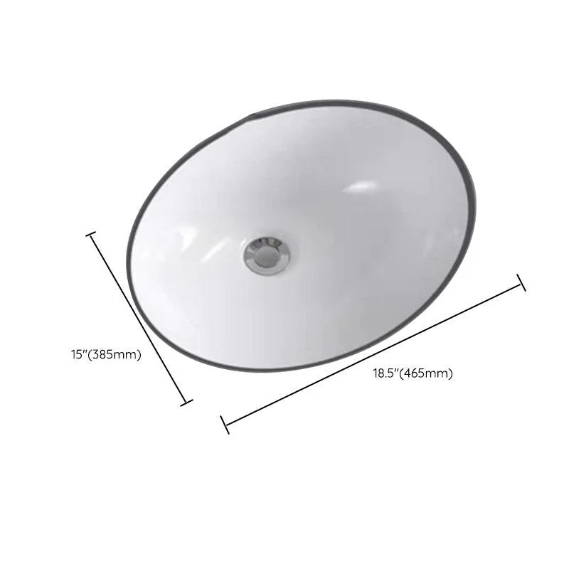 Modern Undermount Bathroom Sink Oval Shape Porcelain with Pop-Up Drain Basin Sink -Bathlova