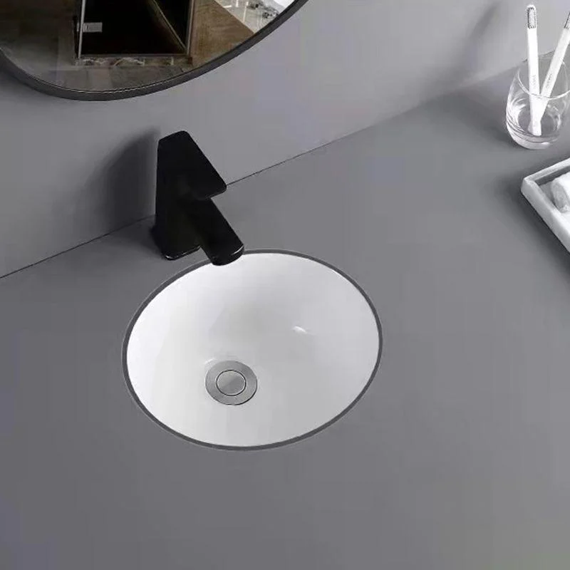 Modern Undermount Bathroom Sink Oval Shape Porcelain with Pop-Up Drain Basin Sink -Bathlova