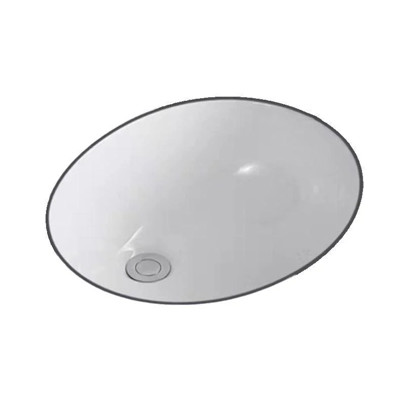 Modern Undermount Bathroom Sink Oval Shape Porcelain with Pop-Up Drain Basin Sink -Bathlova