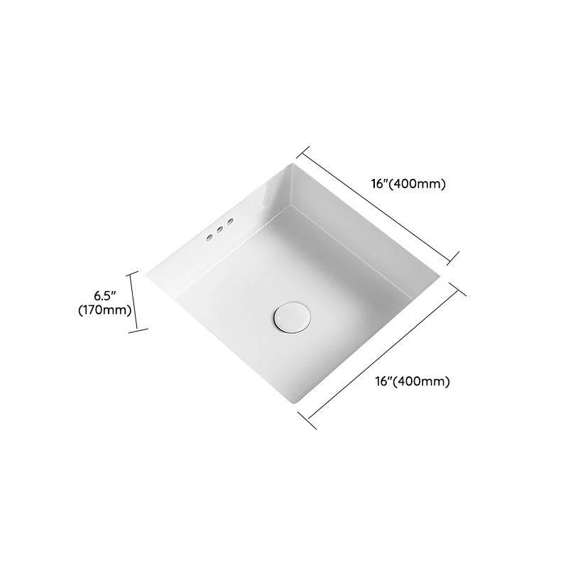 Modern Undermount Bathroom Sink Porcelain with Overflow and Tap Basin Sink -Bathlova