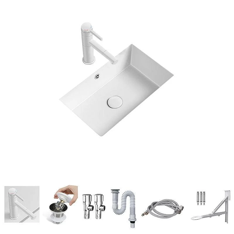 Modern Undermount Bathroom Sink Porcelain with Overflow and Tap Basin Sink -Bathlova