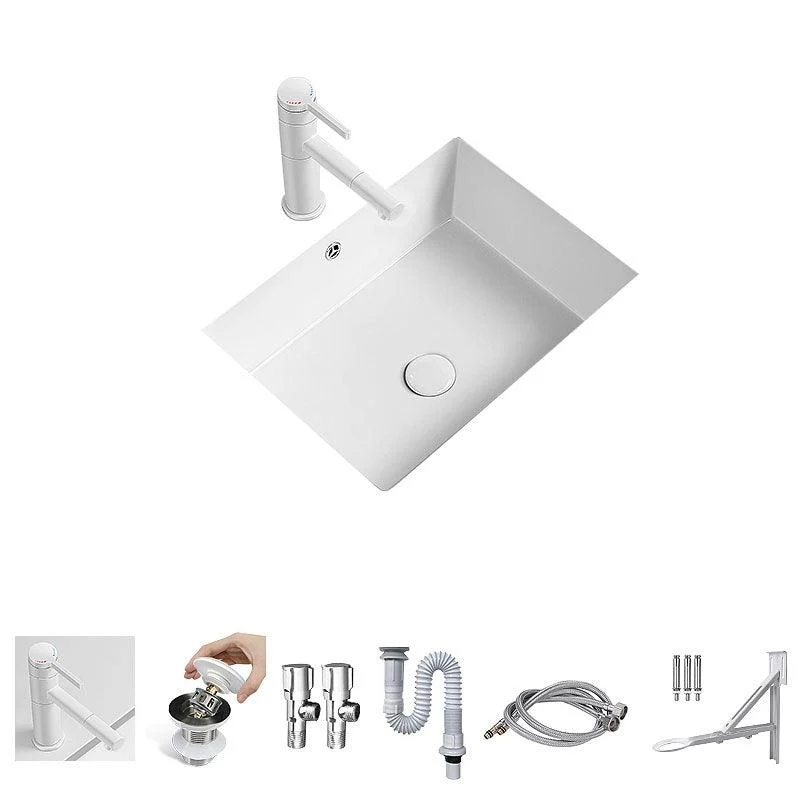 Modern Undermount Bathroom Sink Porcelain with Overflow and Tap Basin Sink -Bathlova