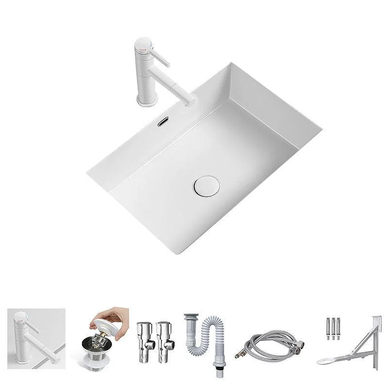 Modern Undermount Bathroom Sink Porcelain with Overflow and Tap Basin Sink -Bathlova