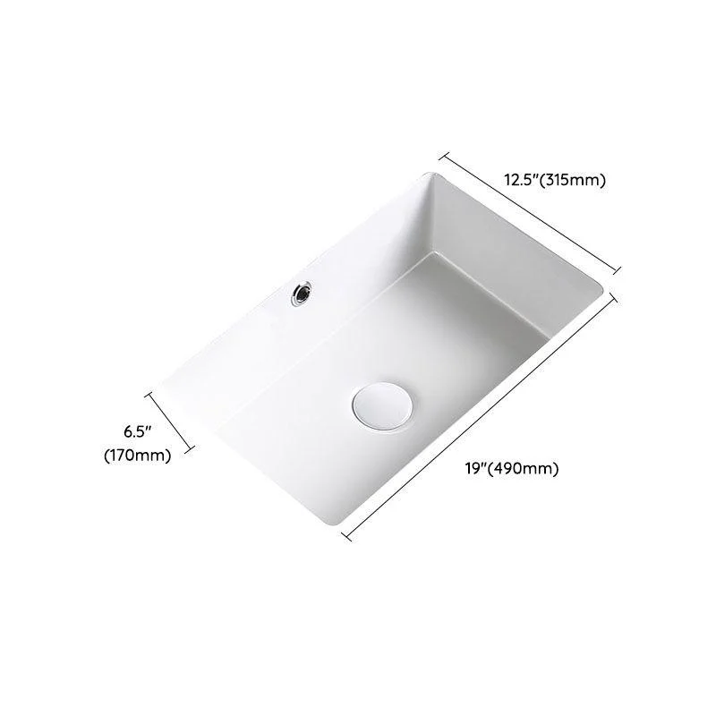 Modern Undermount Bathroom Sink Porcelain with Pop-Up Drain Basin Sink -Bathlova