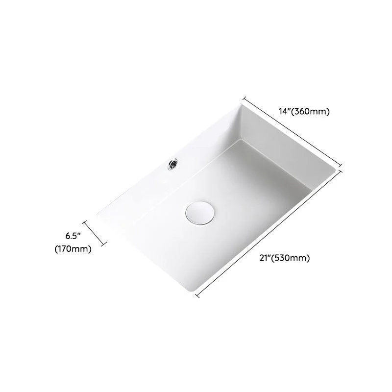 Modern Undermount Bathroom Sink Porcelain with Pop-Up Drain Basin Sink -Bathlova