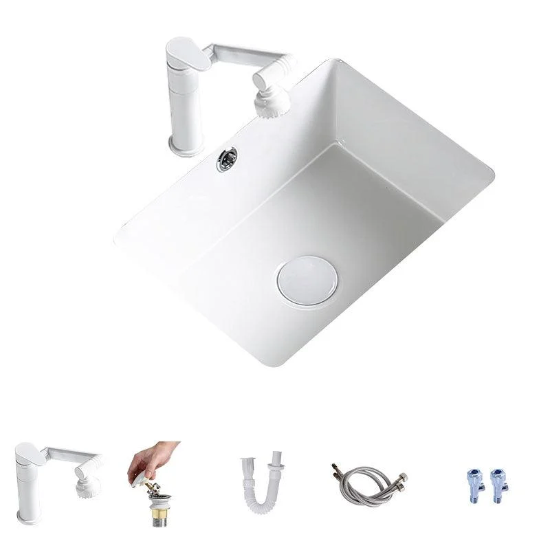 Modern Undermount Bathroom Sink Porcelain with Pop-Up Drain Basin Sink -Bathlova