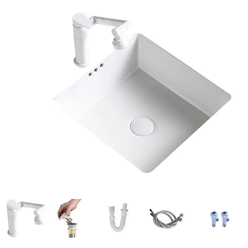 Modern Undermount Bathroom Sink Porcelain with Pop-Up Drain Basin Sink -Bathlova