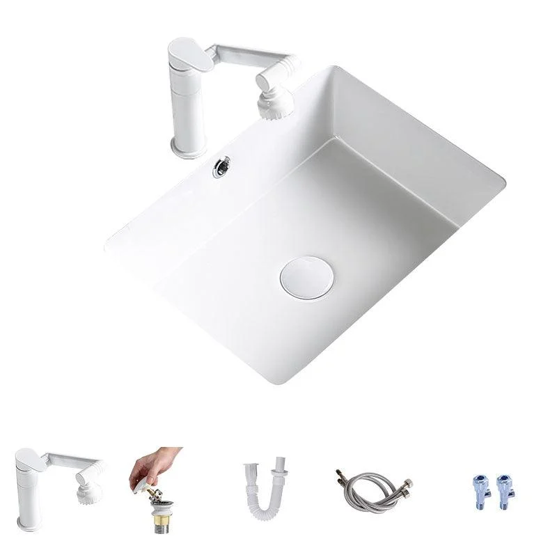 Modern Undermount Bathroom Sink Porcelain with Pop-Up Drain Basin Sink -Bathlova