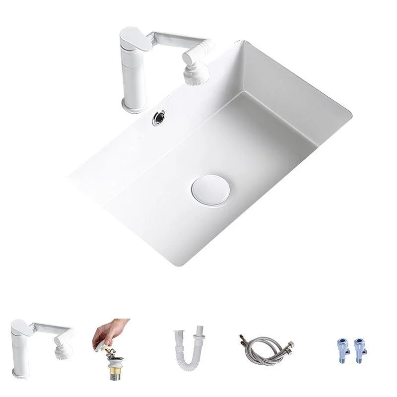 Modern Undermount Bathroom Sink Porcelain with Pop-Up Drain Basin Sink -Bathlova