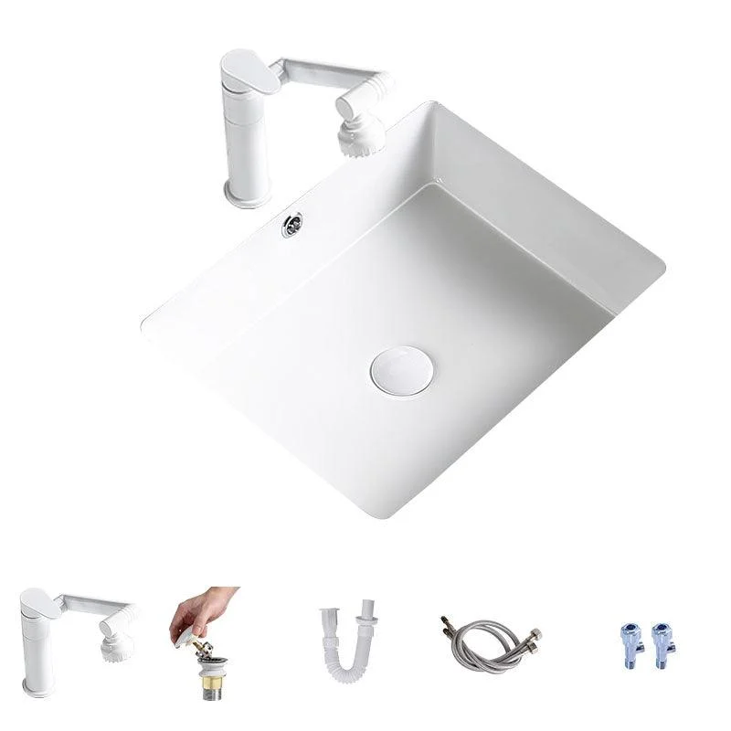 Modern Undermount Bathroom Sink Porcelain with Pop-Up Drain Basin Sink -Bathlova