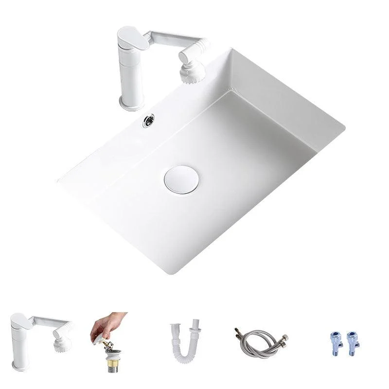 Modern Undermount Bathroom Sink Porcelain with Pop-Up Drain Basin Sink -Bathlova