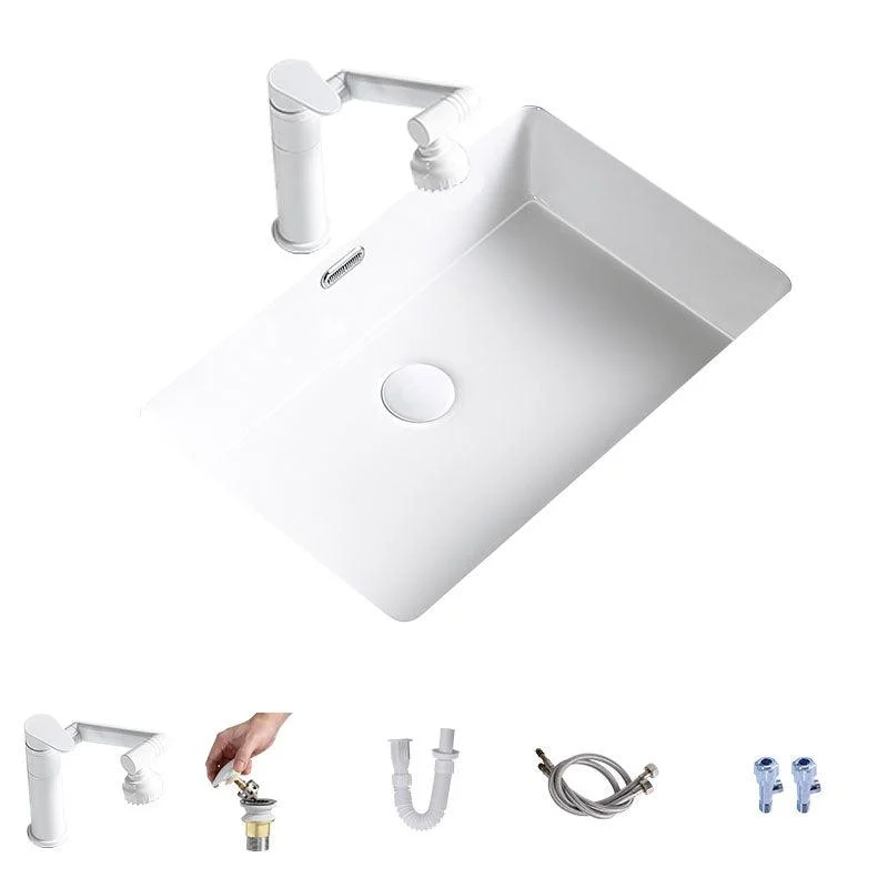 Modern Undermount Bathroom Sink Porcelain with Pop-Up Drain Basin Sink -Bathlova