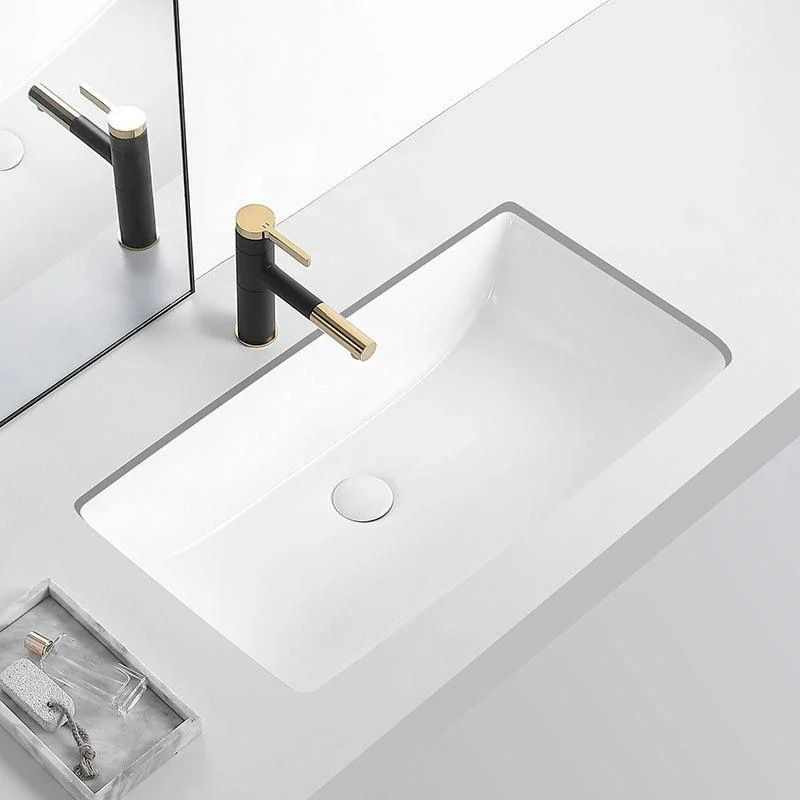 Modern Undermount Bathroom Sink Rectangular Porcelain with Tap Basin Sink -Bathlova