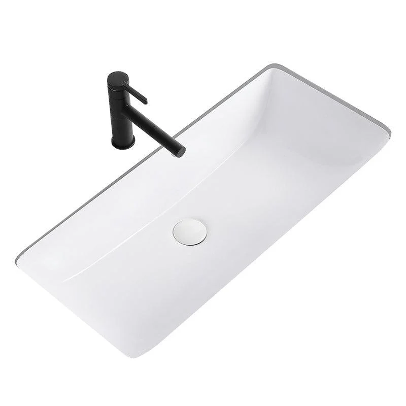 Modern Undermount Bathroom Sink Rectangular Porcelain with Tap Basin Sink -Bathlova