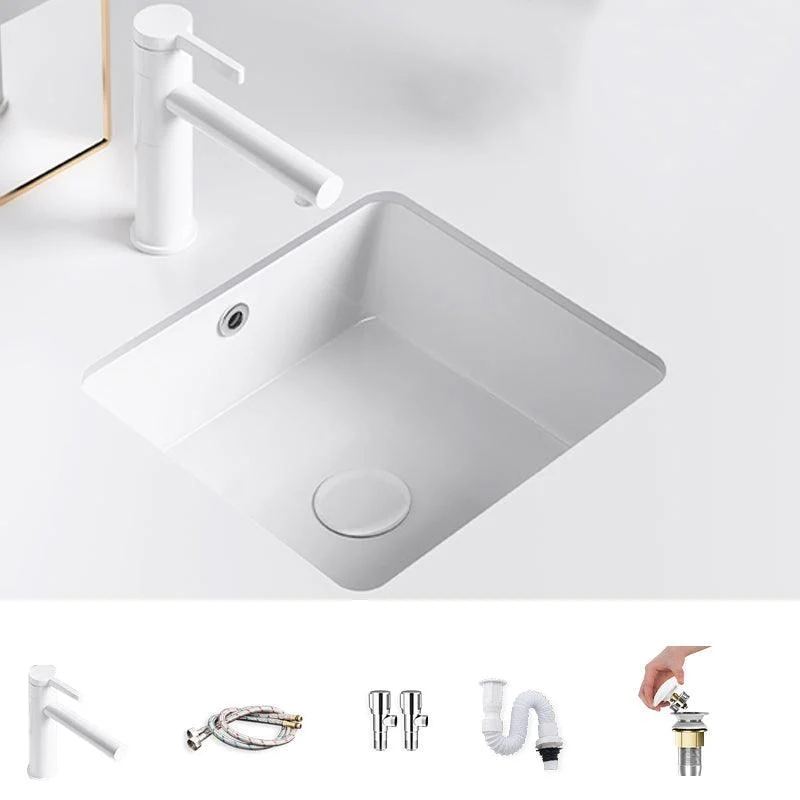 Modern Undermount Bathroom Sink Square Porcelain with Drain Assembly Vessel -Bathlova