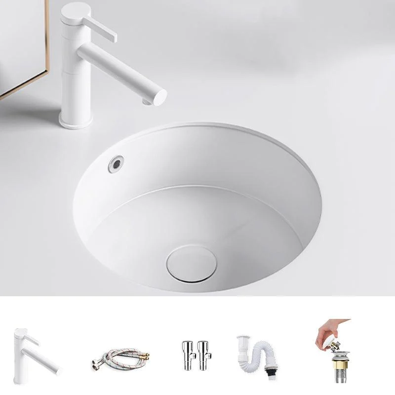 Modern Undermount Bathroom Sink Square Porcelain with Drain Assembly Vessel -Bathlova