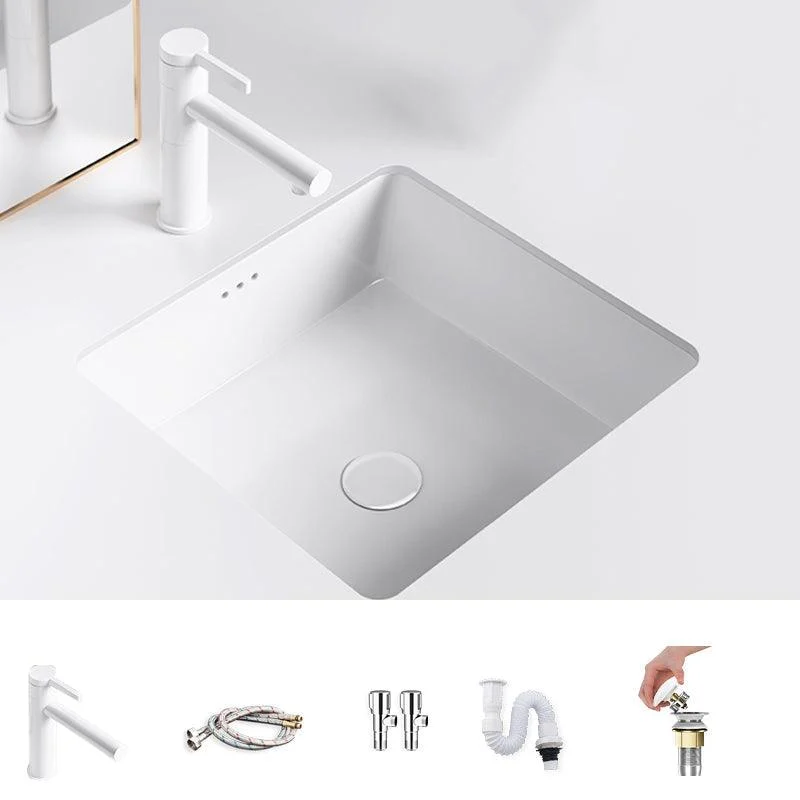 Modern Undermount Bathroom Sink Square Porcelain with Drain Assembly Vessel -Bathlova