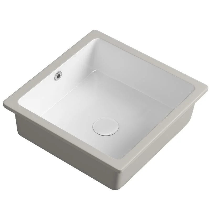 Modern Undermount Bathroom Sink Square Porcelain with Drain Assembly Vessel -Bathlova