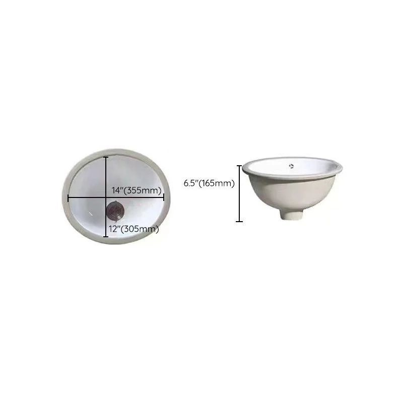 Modern Undermount Vanity Sink Oval Porcelain with Pop-Up Drain Bathroom Sink -Bathlova