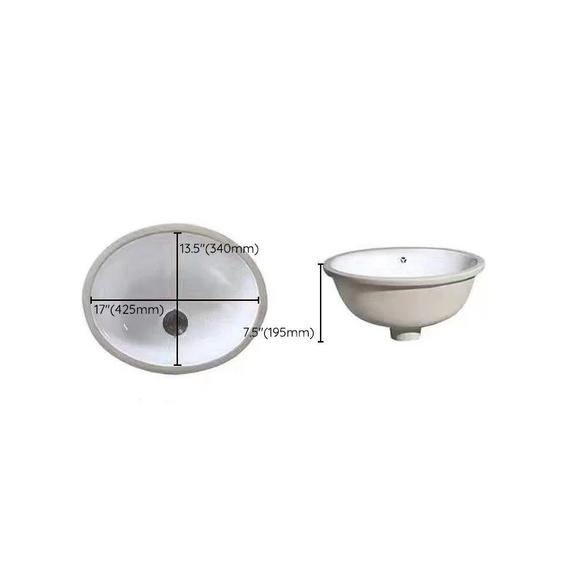 Modern Undermount Vanity Sink Oval Porcelain with Pop-Up Drain Bathroom Sink -Bathlova