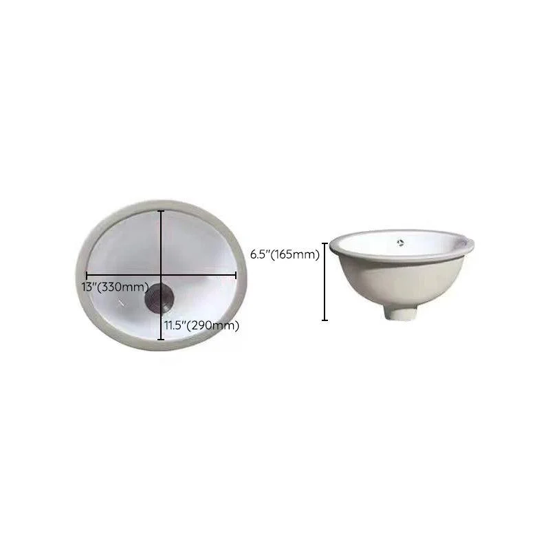 Modern Undermount Vanity Sink Oval Porcelain with Pop-Up Drain Bathroom Sink -Bathlova