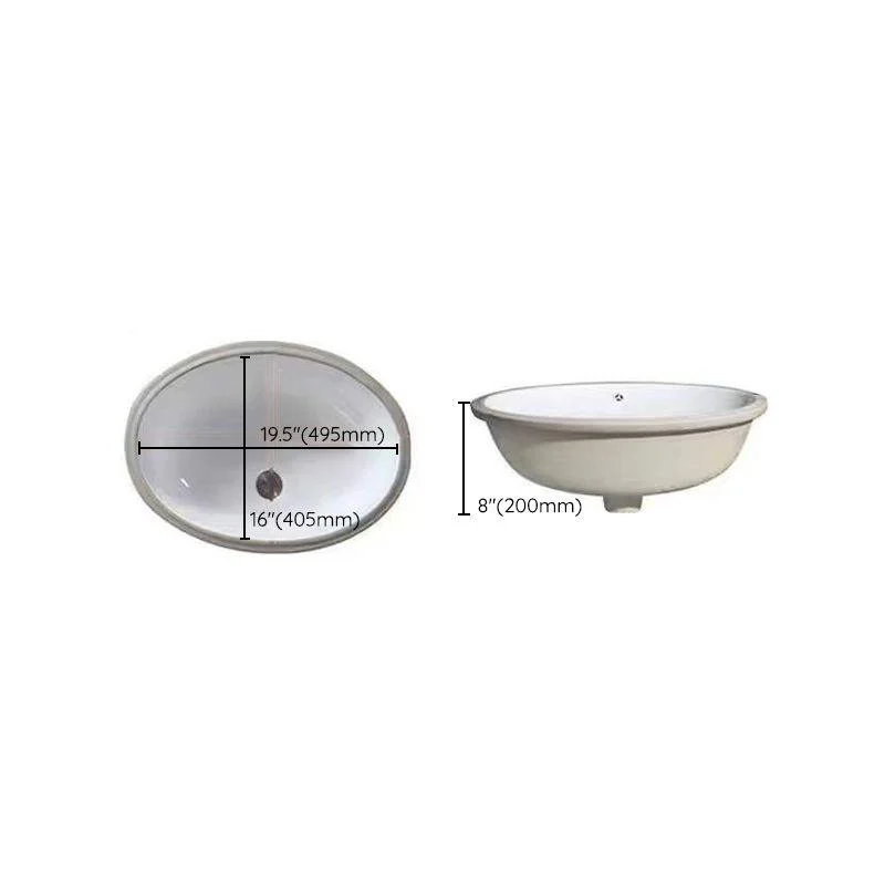 Modern Undermount Vanity Sink Oval Porcelain with Pop-Up Drain Bathroom Sink -Bathlova