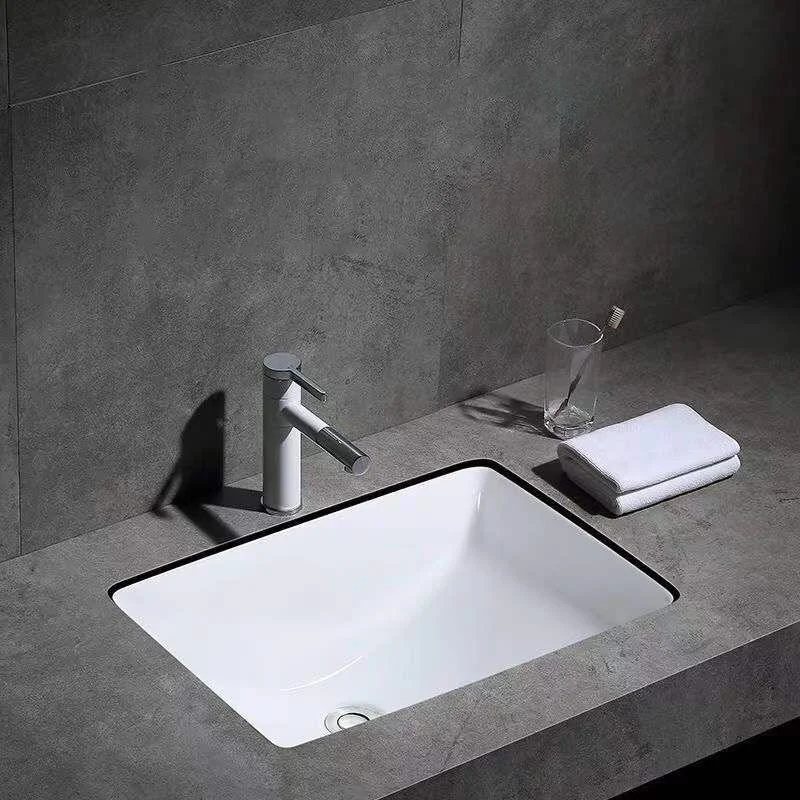 Modern Undermount Vanity Sink Oval Porcelain with Pop-Up Drain Bathroom Sink -Bathlova