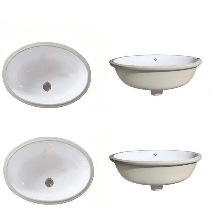 Modern Undermount Vanity Sink Oval Porcelain with Pop-Up Drain Bathroom Sink -Bathlova