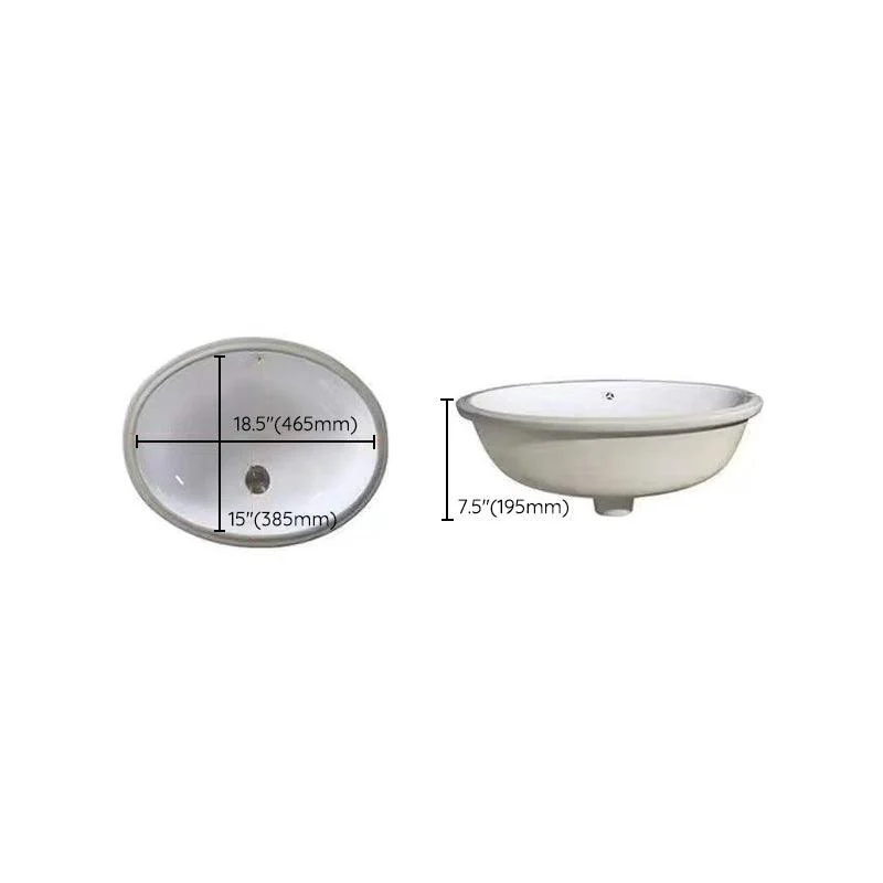 Modern Undermount Vanity Sink Oval Porcelain with Pop-Up Drain Bathroom Sink -Bathlova