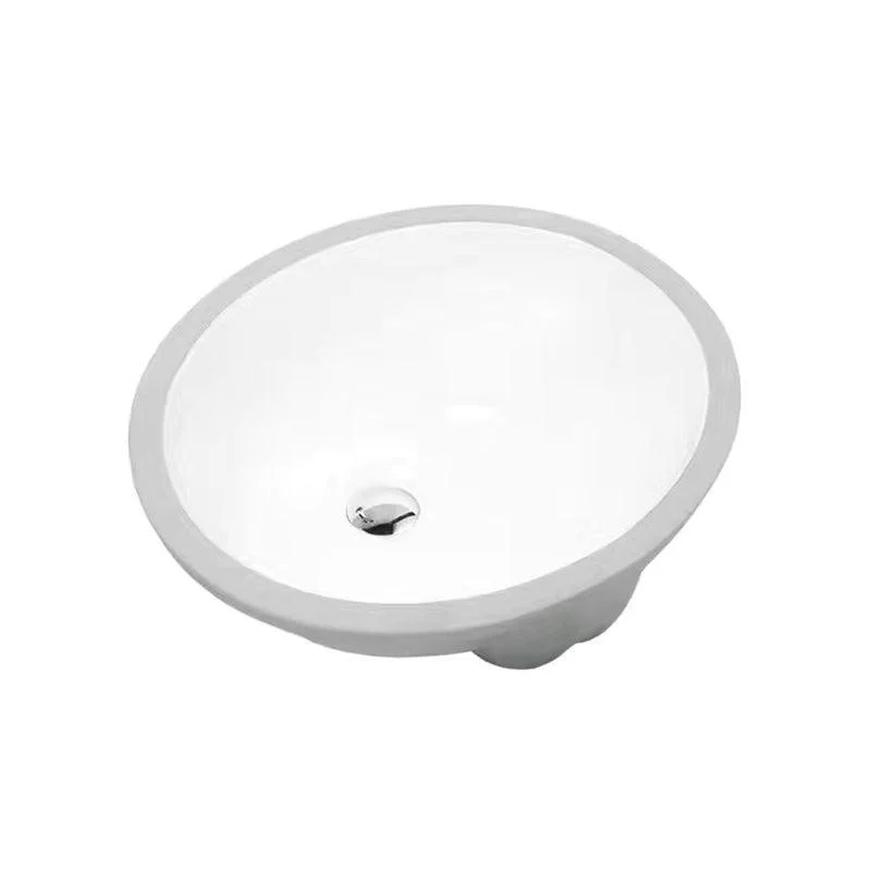 Modern Undermount Vanity Sink Oval Porcelain with Pop-Up Drain Bathroom Sink -Bathlova