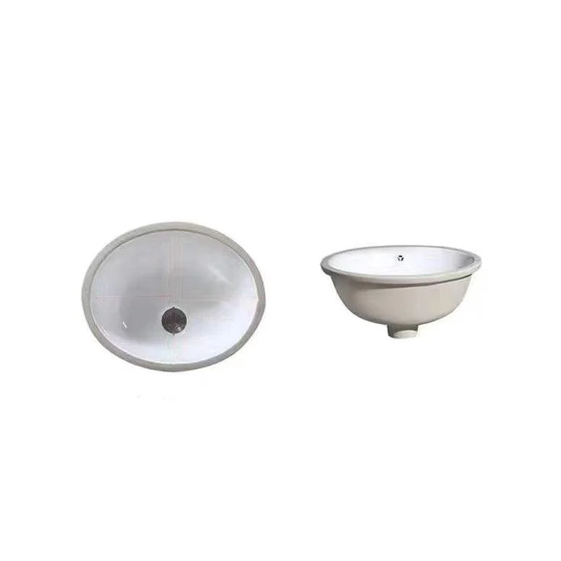 Modern Undermount Vanity Sink Oval Porcelain with Pop-Up Drain Bathroom Sink -Bathlova