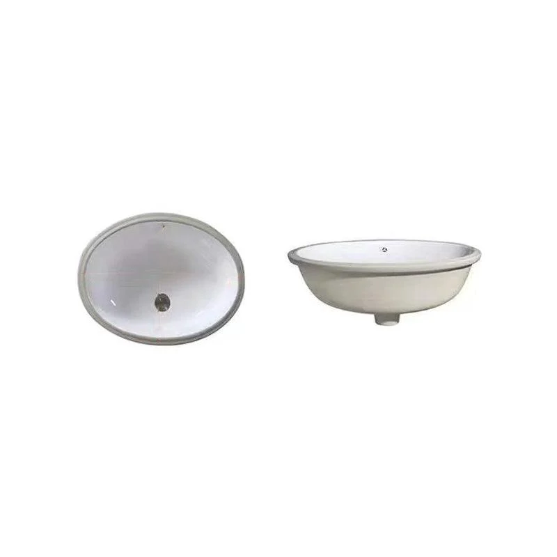 Modern Undermount Vanity Sink Oval Porcelain with Pop-Up Drain Bathroom Sink -Bathlova