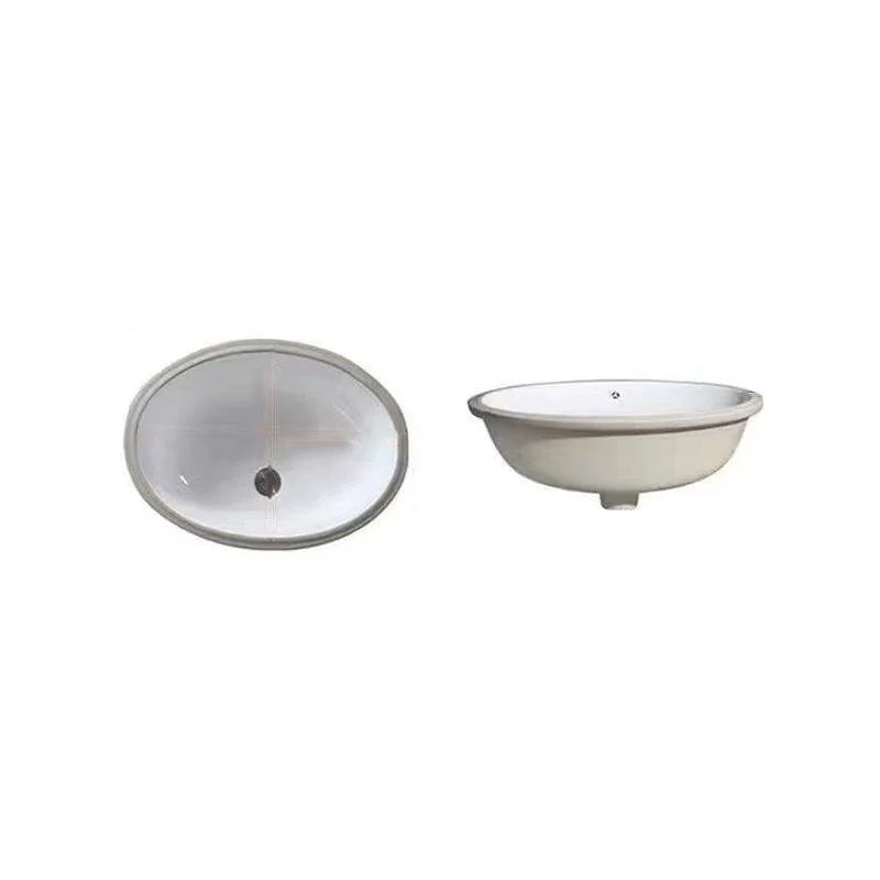 Modern Undermount Vanity Sink Oval Porcelain with Pop-Up Drain Bathroom Sink -Bathlova