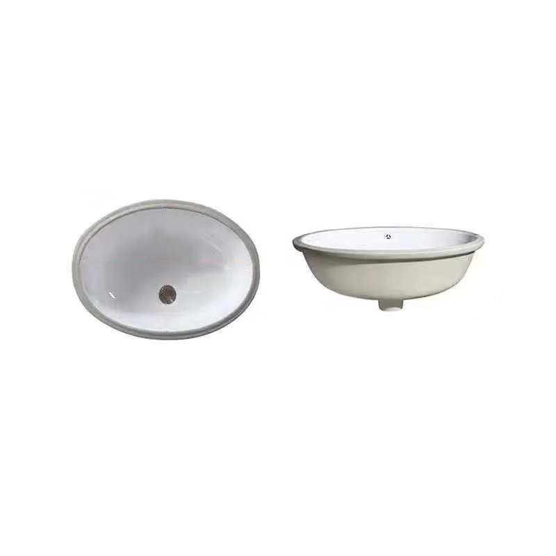 Modern Undermount Vanity Sink Oval Porcelain with Pop-Up Drain Bathroom Sink -Bathlova