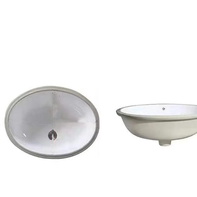 Modern Undermount Vanity Sink Oval Porcelain with Pop-Up Drain Bathroom Sink -Bathlova