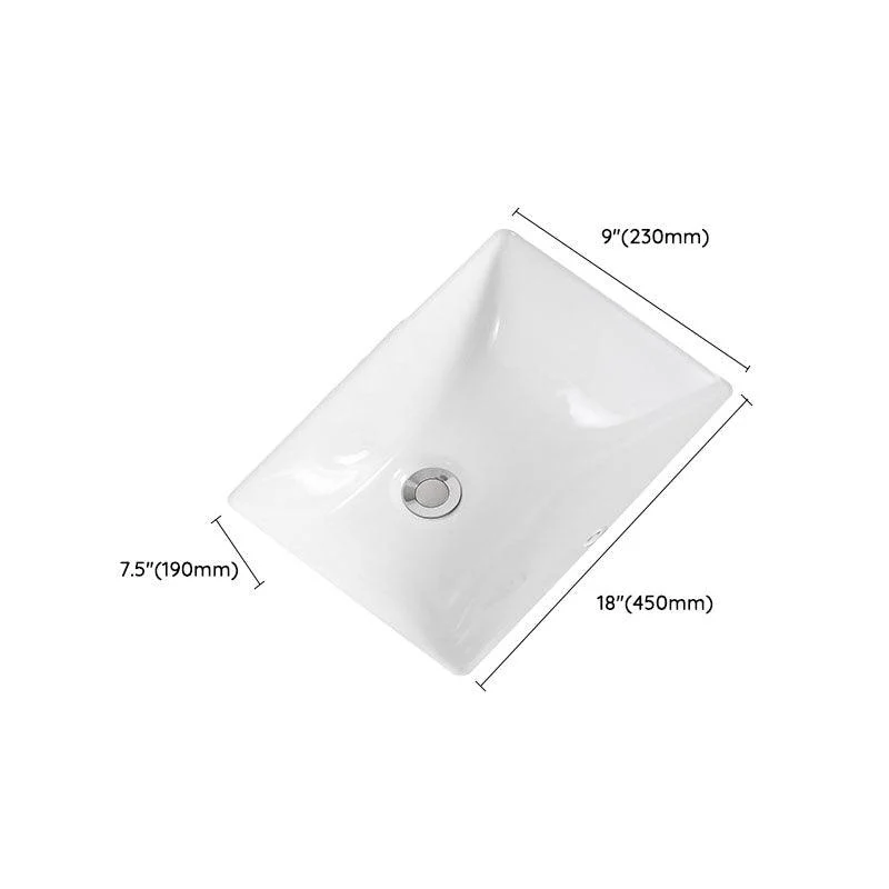 Modern Undermount Vanity Sink Porcelain Shut-Off Valve Included Bathroom Sink -Bathlova