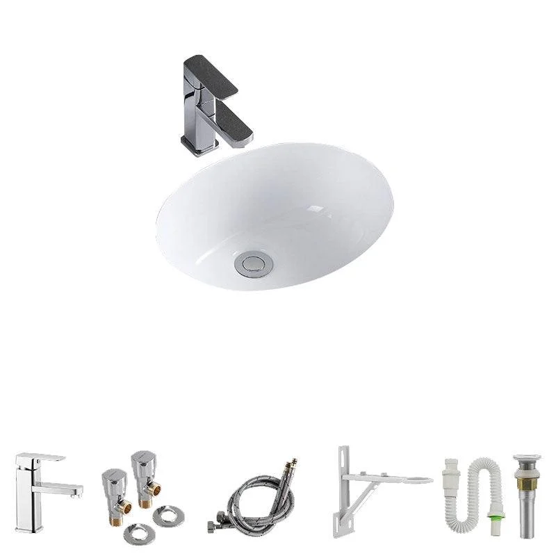 Modern Undermount Vanity Sink Porcelain Shut-Off Valve Included Bathroom Sink -Bathlova