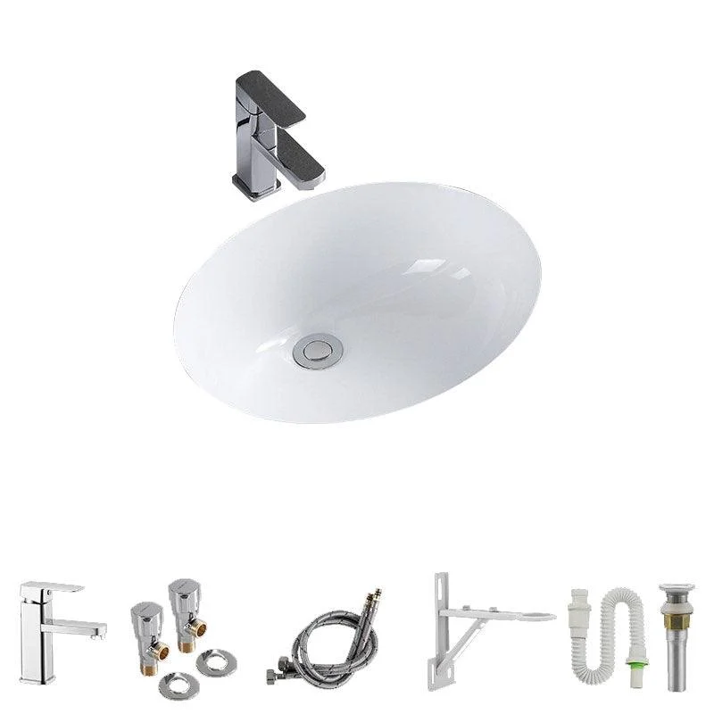 Modern Undermount Vanity Sink Porcelain Shut-Off Valve Included Bathroom Sink -Bathlova