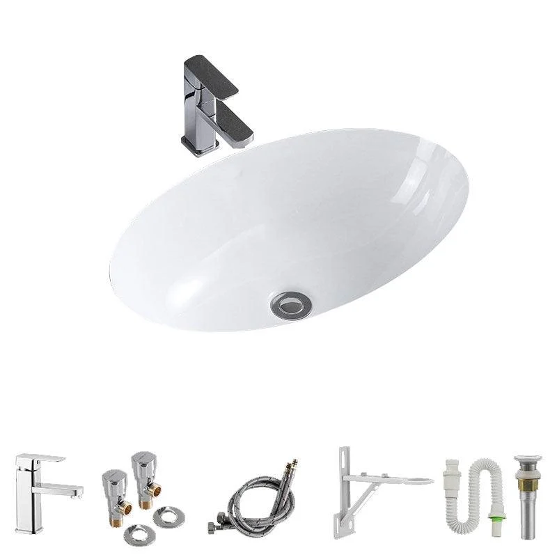 Modern Undermount Vanity Sink Porcelain Shut-Off Valve Included Bathroom Sink -Bathlova