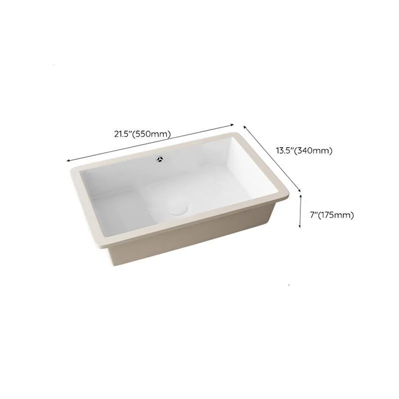 Modern Undermount Vanity Sink Porcelain with Tap and Overflow Basin Sink -Bathlova