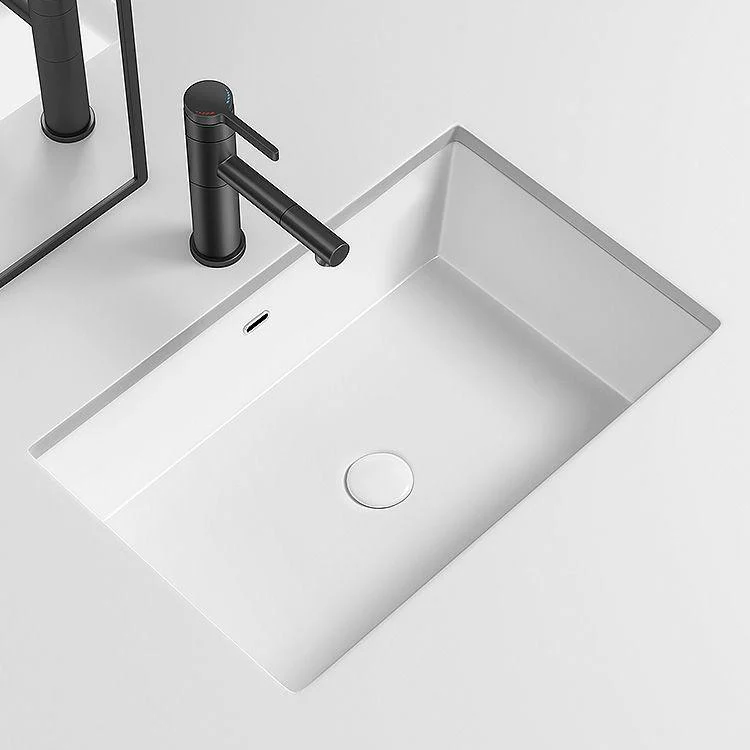 Modern Undermount Vanity Sink Porcelain with Tap and Overflow Basin Sink -Bathlova