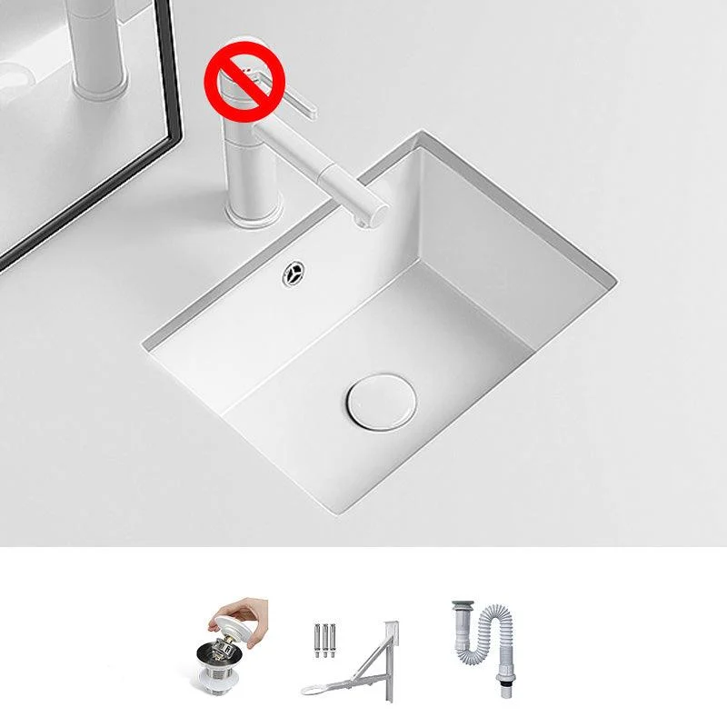 Modern Undermount Vanity Sink Porcelain with Tap and Overflow Basin Sink -Bathlova