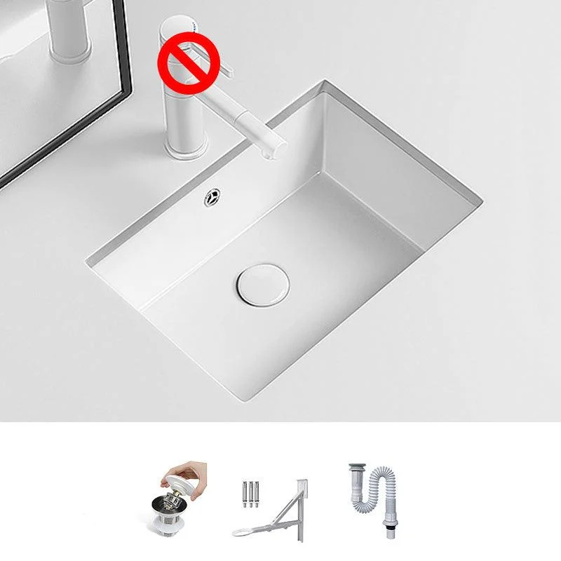 Modern Undermount Vanity Sink Porcelain with Tap and Overflow Basin Sink -Bathlova